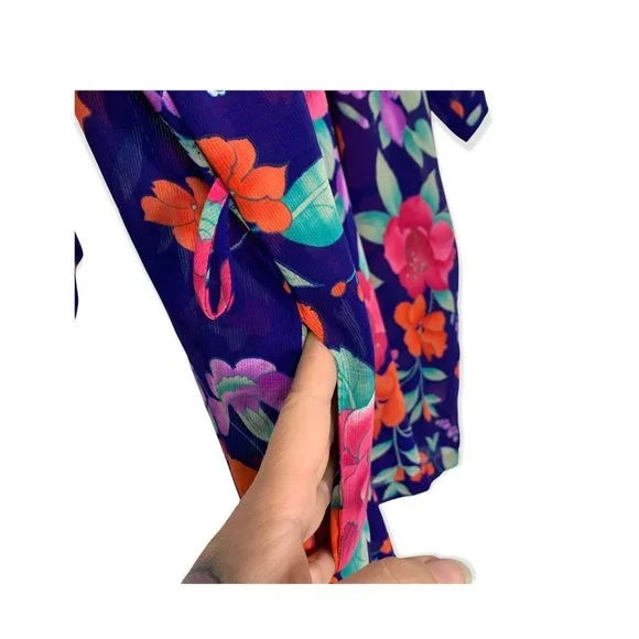 Vintage 90s Victorias Secret Gold Label Multicolor Floral Lightweight Robe One S